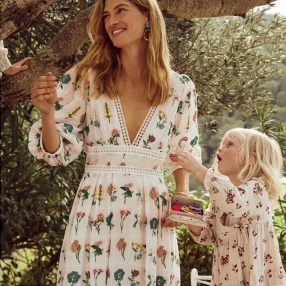 Anthropologie Carla Embroidered Floral Midi Dress Size 0
